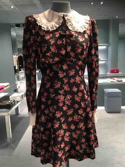 Miu Miu ミニドレス Robe en marocain avec imprimé rose Kate&You-ID1488