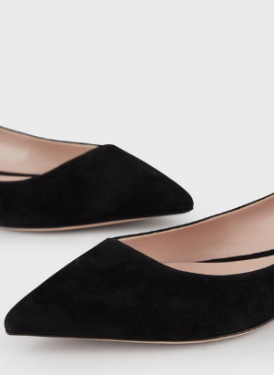 Giorgio Armani - Ballerina Shoes - Ballerines en cuir suédé à bout pointu avec échanc for WOMEN online on Kate&You - X1D247XC067100191 K&Y8361