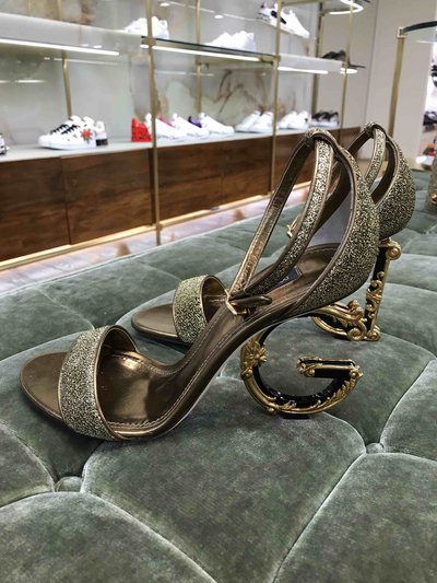 Dolce & Gabbana - Pumps - Sandales Bette en lurex avec talon sculpté DG Baro for WOMEN online on Kate&You - K&Y1524