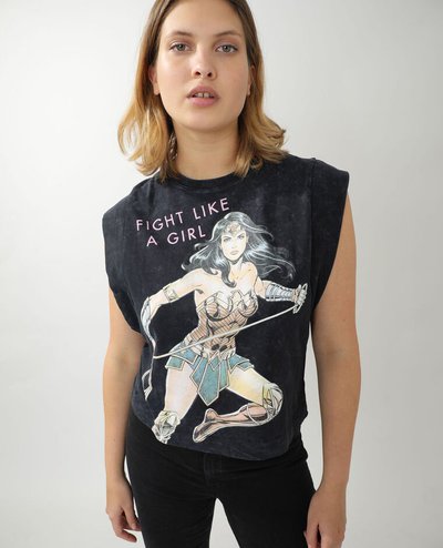 Pimkie T-shirts T-SHIRT WONDER WOMAN GRIS FONCÉ Kate&You-ID11943