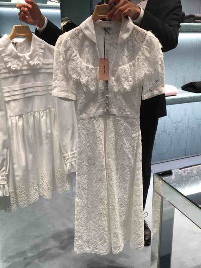 Miu Miu - Short dresses - Robe en coton et dentelle for WOMEN online on Kate&You - MF3264 K&Y1522