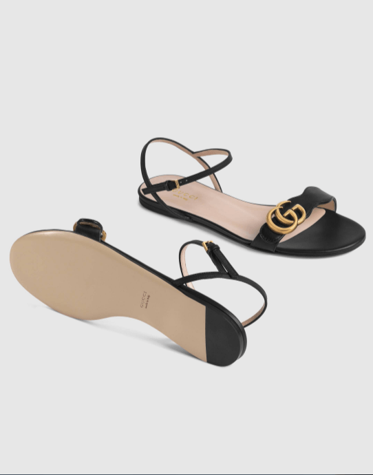Gucci - Sandales pour FEMME Sandales en cuir avec Double G online sur Kate&You - 524631 A3N00 1000 K&Y8635
