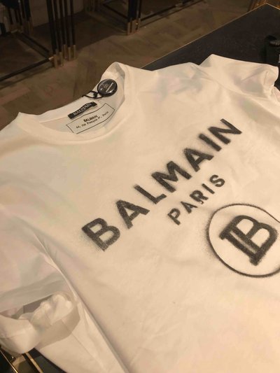 Balmain - T-Shirts & Débardeurs pour HOMME En coton avec logo Balmain blanc online sur Kate&You - K&Y2013