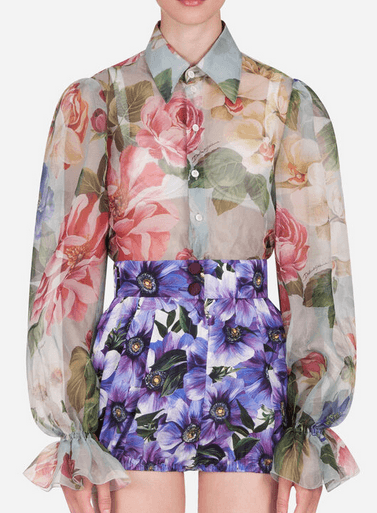 Dolce & Gabbana - Chemises pour FEMME Chemisier en organza avec imprimé fleuri online sur Kate&You - F5M42TIS1AUHC1AM K&Y8520
