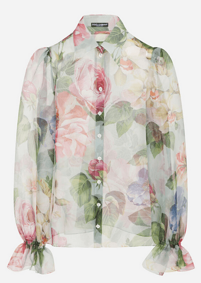 Dolce & Gabbana - Shirts - Chemisier en organza avec imprimé fleuri for WOMEN online on Kate&You - F5M42TIS1AUHC1AM K&Y8520